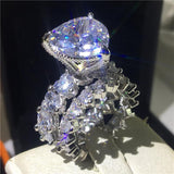 NEW Luxury Vintage Heart cut 8ct AAAA Quality CZ Diamonds Ring Set