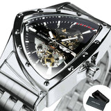 NEW - Luxury Men Gold Black Triangle Skeleton Automatic Mechanical Wristwatch Irregular Watch - The Jewellery Supermarket