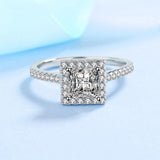 1 CT Princess Cut High Quality Moissanite Diamonds Halo Wedding Promise Ring For Women - Luxury Jewellery