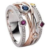 Huiran Fashion Cross Female Finger Ring Jewelry White/Yellow Blue/Rose Red CZ Shine Stone Evening Party Accessories Stylish Gift - The Jewellery Supermarket