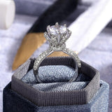 New Arrival Trendy Flower Design AAA+ Quality CZ Diamonds Solitaire Engagement Ring - The Jewellery Supermarket