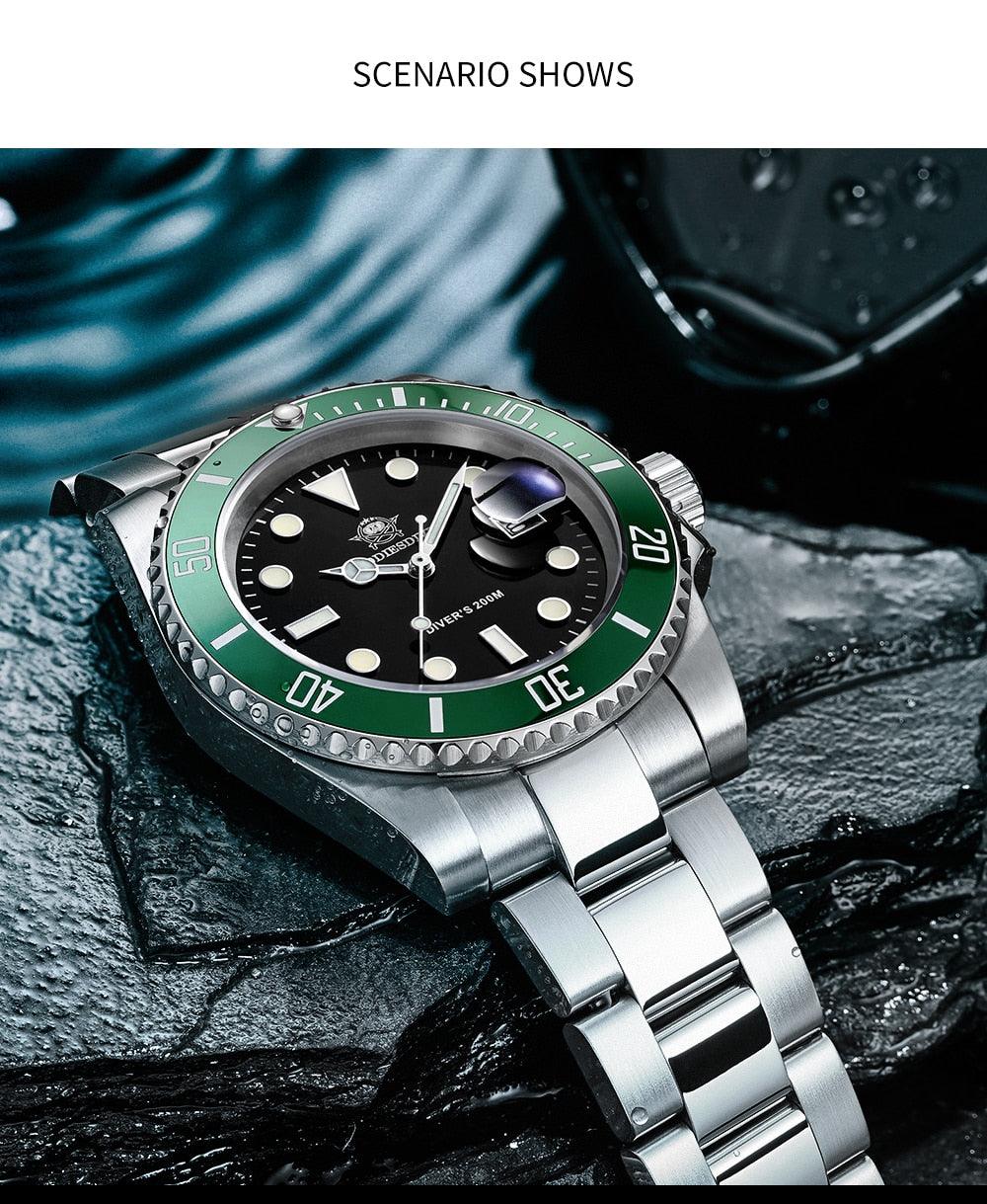 BEST SELLER - Famous Brand 200M C3 Super luminous Sport Luxury Stainless Steel Diver Watch - The Jewellery Supermarket