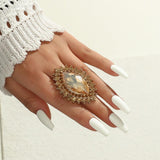 NEW VINTAGE RINGS Trendy Female Luxury Jewelry Pear Crystal Adjustable White Red Blue Rings