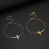 Best Seller - Christian Simple Chain Stainless Steel Cross Charm Bracelets Bangles - Religious Jewellery