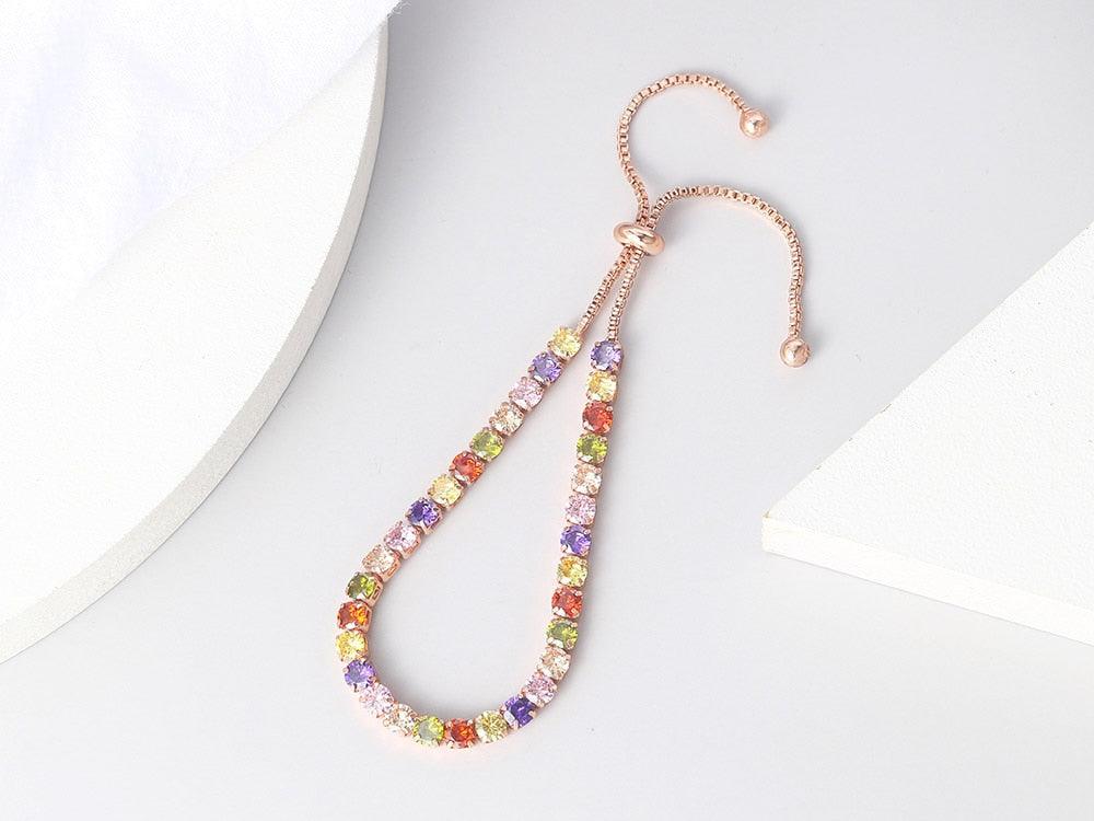 CHARMING - Multicolor AAA+ CZ Diamonds Tennis Bracelets For Women - Rainbow Colorful Handmade Bracelets - The Jewellery Supermarket
