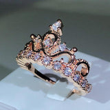 NEW Silver Birthstone Princess Jewelry Romantic Fashion AAAA Quality CZ Diamonds Crown Ring - The Jewellery Supermarket