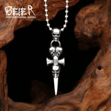 Popular Stainless Steel Skull Cross Pendant Chain Necklace Men Jewellery