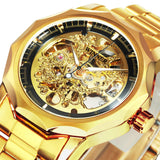 Top Brand Luxury Gold Skeleton Steel Automatic Watch for Men