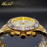 GREAT GIFT IDEAS - Luxury Men Purple Gold Waterproof Stainless Steel Watch - The Jewellery Supermarket