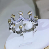 NEW Sterling Silver High Quality Gold Crown AAAA Quality Cz Diamonds Fashion Ring - The Jewellery Supermarket