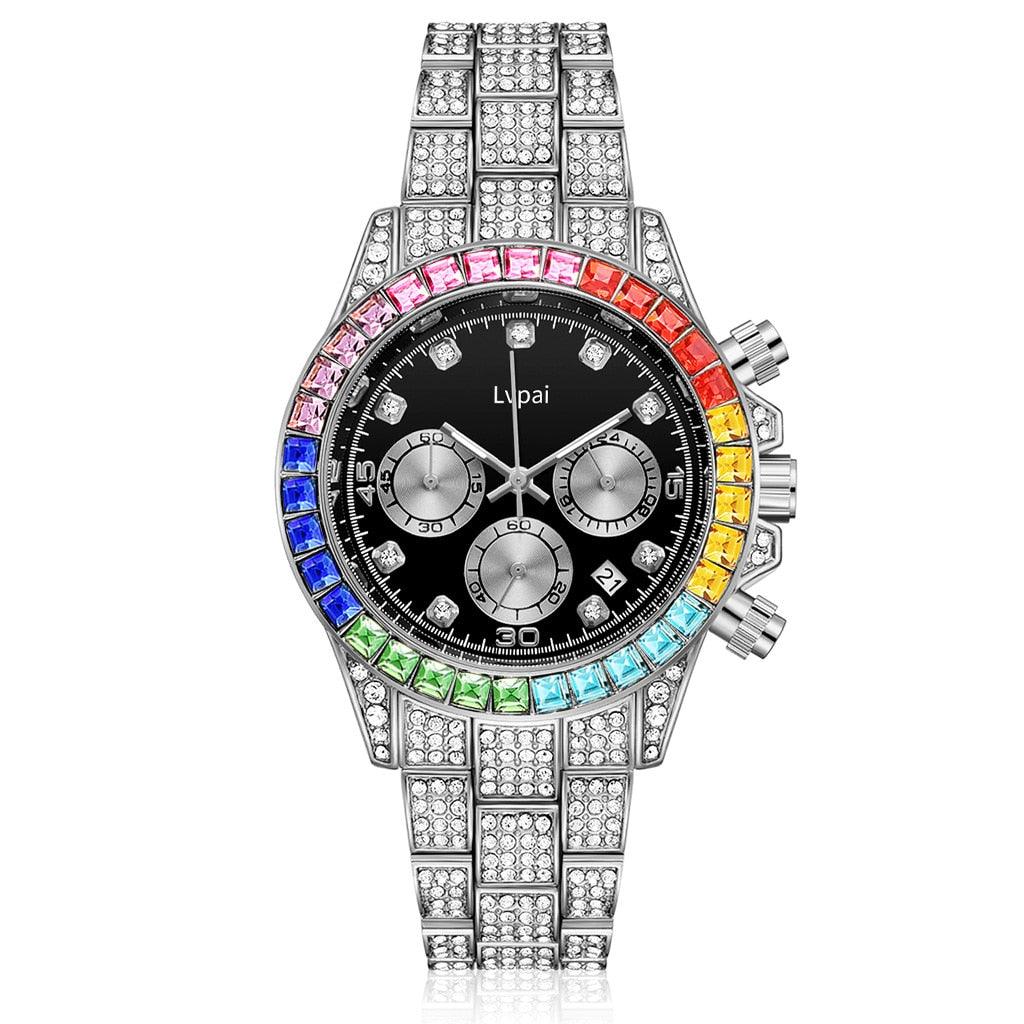 NEW MENS WATCHES - Luxury Branded Fashion Stainless steel Strap Diamond Dial Shiny watches - The Jewellery Supermarket