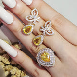 New Trendy Yellow gold colour AAA Cubic Zirconia Jewelry Set - The Jewellery Supermarket
