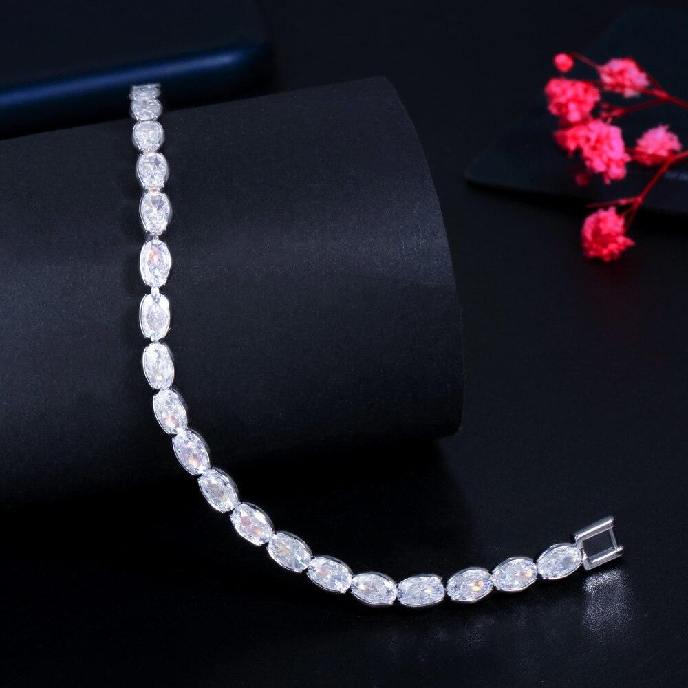 SUPERB Shining White Gold Color Oval AAA+ Cubic Zirconia Simulated Diamonds Tennis Bracelets - The Jewellery Supermarket