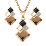 New Design Fashion Crystal Pendants Necklace Earrings Sets for Women Jewelry Set