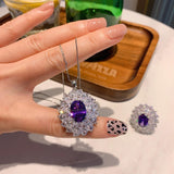 NEW ARRIVAL - TrendY Sterling Silver Lab Amethyst Charming Fine Jewelry Sets