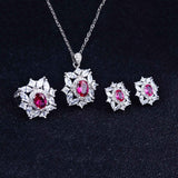 New Arrival -  Luxury Sterling Silver Lab Ruby Gemstone Jewelry Sets