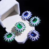 NEW ARRIVAL - Vintage Style Silver Sparkling Lab Emerald Gemstone Jewellery Sets - The Jewellery Supermarket