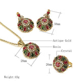 NEW ARRIVAL - Fashion Antique Gold Ethnic Style Crystal Flower Earring Ring Boho Jewellery Sets - The Jewellery Supermarket