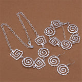 New Fine Retro Thread Earrings Bracelets Necklace for Women Silver Jewellery sets - Fashion Jewellery Set