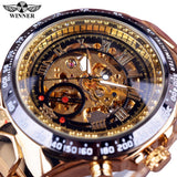 NEW - Luxury Mens Golden Mechanical Automatic Skeleton Watch