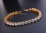 DAZZLING Brand Fashion Yellow Gold Color Clear Round AAA+ Cubic Zircon Simulated Diamonds Tennis Bracelets - The Jewellery Supermarket
