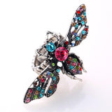 NEW VINTAGE RINGS Colorful Crystal Stone Inlaid Gold Silver Color Adjustable Rings - The Jewellery Supermarket