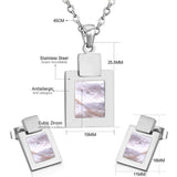 New Design Stainless Steel Square Shell Pendant Necklace Earrings Gold Colour Necklace Earrings  Jewellery set - The Jewellery Supermarket