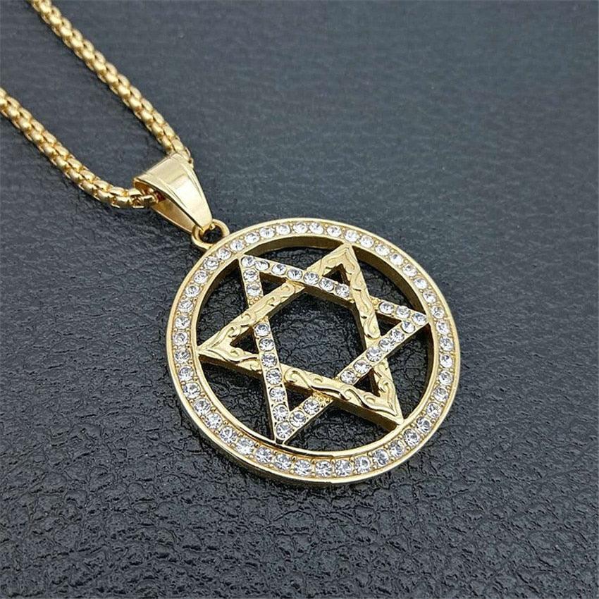 NEW Star of David Gold Color Stainless Steel Hexagram Pendant Necklace Women/Men - The Jewellery Supermarket