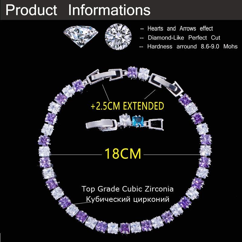 Fashion Tennis Style White Gold Color AAA+ Cubic Zirconia Simulated Diamonds With Red Blue Black Green Bracelets - The Jewellery Supermarket