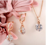 NEW ARRIVAL - Gold Color Alloy Round Crystal Hollowed Women - High Quality Necklace Earring Jewellery Set