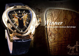 NEW - Luxury Men Golden SteampunkTriangle Skeleton Movement Mechanical Wrist Watch - The Jewellery Supermarket
