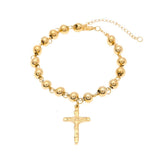 New Top Quality Women Bead Stainless Steel Rosary Bracelet With Cross Jesus Pendant - Religious Christian Bracelet