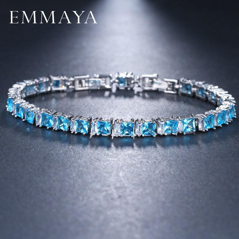 ELEGANT New AAA+ Cubic Zircon Simulated Diamonds Light Blue Neat Tennis Bracelets For Women - The Jewellery Supermarket