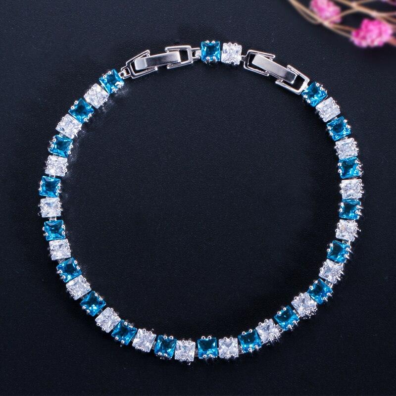 Fashion Tennis Style White Gold Color AAA+ Cubic Zirconia Simulated Diamonds With Red Blue Black Green Bracelets - The Jewellery Supermarket