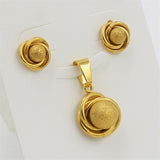 NEW DESIGN Stainless Steel Gold Color Surface Ball And Twisted With Free Chain Pendants Necklace Jewellery Set