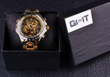 NEW - Luxury Mens Golden Mechanical Automatic Skeleton Watch - The Jewellery Supermarket