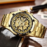 New Luxury Brand Silver Luminous Automatic Mechanical Skeleton White Dial Watch
