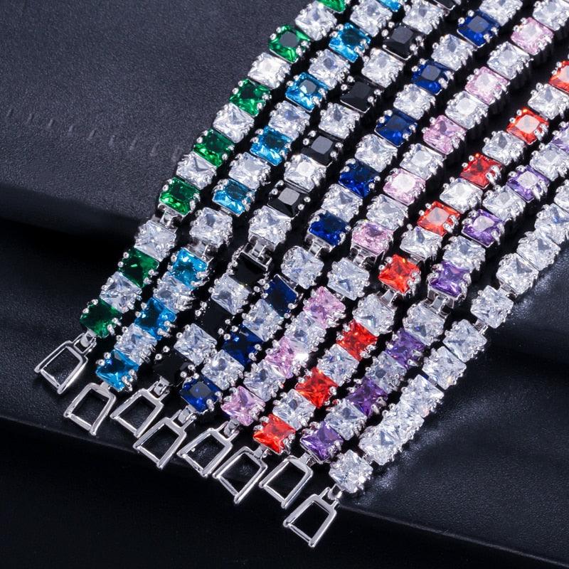 DELIGHTFUL High QualityPrincess Cut Sparkling Square AAA+ Cubic Zircon Simulated Diamonds Tennis Bracelets - The Jewellery Supermarket
