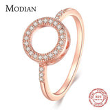 925 Sterling Silver Circle Heart Ring Shining Fashion AAAA Simulated Diamonds Rose Gold Jewellery For Women