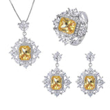 NEW ARRIVAL - Vintage Lab Citrine Gemstone High Carbon Diamond Jewellery Sets