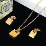NEW - Famous Brand Designer Rectangle Square Pattern Stainless Steel Jewellery Sets For Women