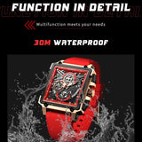 Top Brand Square Digital Sports Quartz Waterproof Stopwatch Luxury Mens Watches - The Jewellery Supermarket