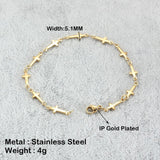 Best Seller - Stainless Steel Cross Chain Bracelets - Charming Gold Silver Colour Religious Fashion Jewellery