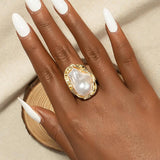 NEW VINTAGE RINGS Big Baroque Pearl Gold Colour Irregular Pearl Knuckle Open Rings For Women - The Jewellery Supermarket