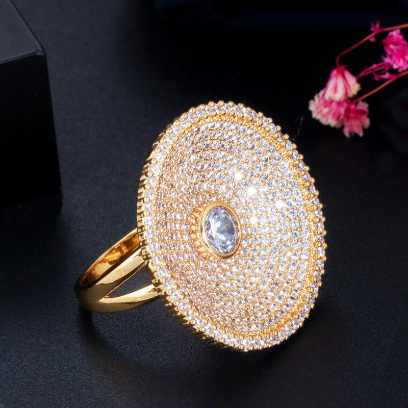 NEW VINTAGE RINGS Yellow Gold Color Luxury Bridal Super Round CZ Paved Rings - The Jewellery Supermarket