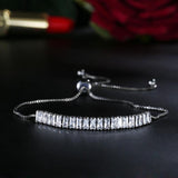 NEW ARRIVAL - Luxury AAA+ Cubic Zirconia Diamonds Princess Cut Adjustable Bracelet - The Jewellery Supermarket