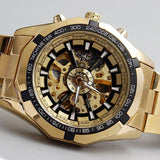 New Luxury Brand Silver Luminous Automatic Mechanical Skeleton White Dial Watch - The Jewellery Supermarket
