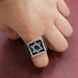 NEW ARRIVAL Star of David Men's seal square ring - The Jewellery Supermarket