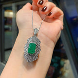 NEW ARRIVAL - Retro Style Sterling Silver Lab Emerald Gemstone High Carbon Diamond Luxury Jewellery Set - The Jewellery Supermarket