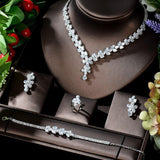 NEW Luxury Big Flower Shape AAA+ Cubic Zirconia Diamonds Jewellery Set
